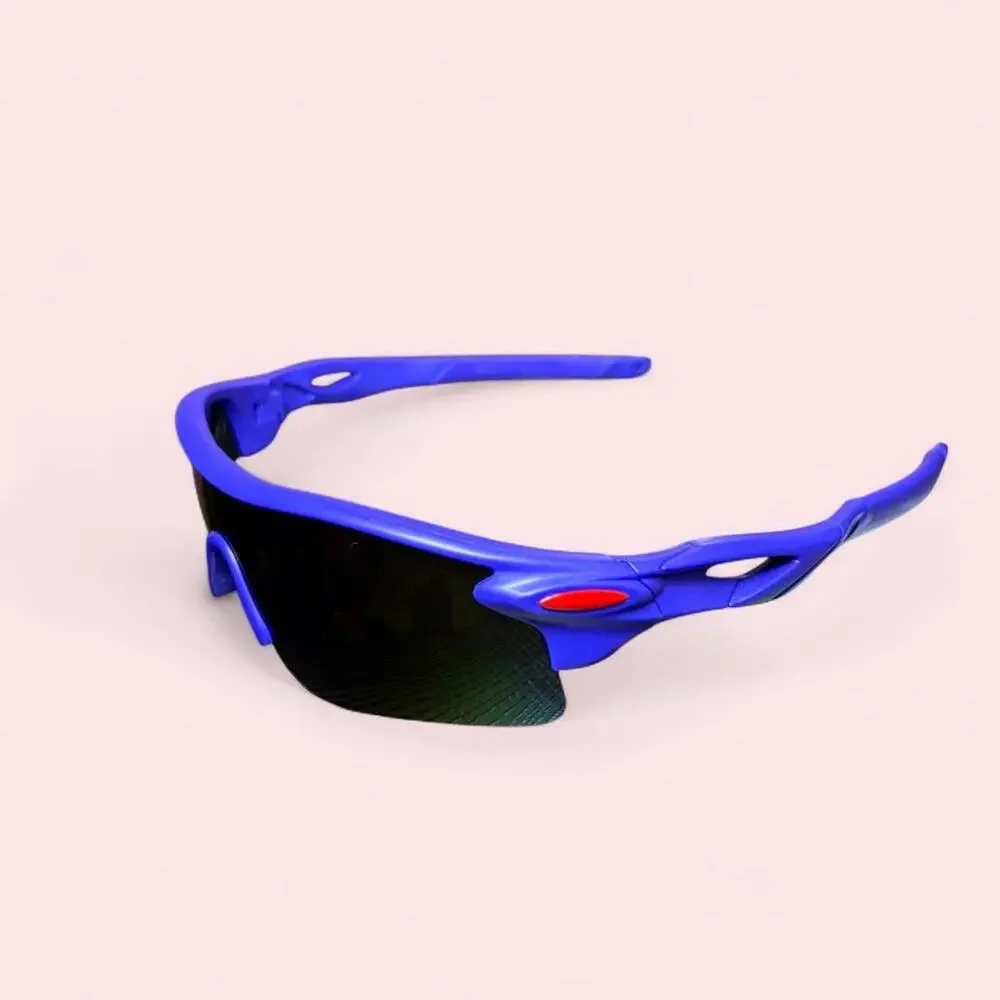 Electric blue wraparound shield sunglasses Y2k sporty cybercore moto festival